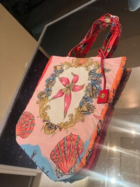 Versace Tresor De La Mer Lightweight Nylon Shopper Bag In Multi